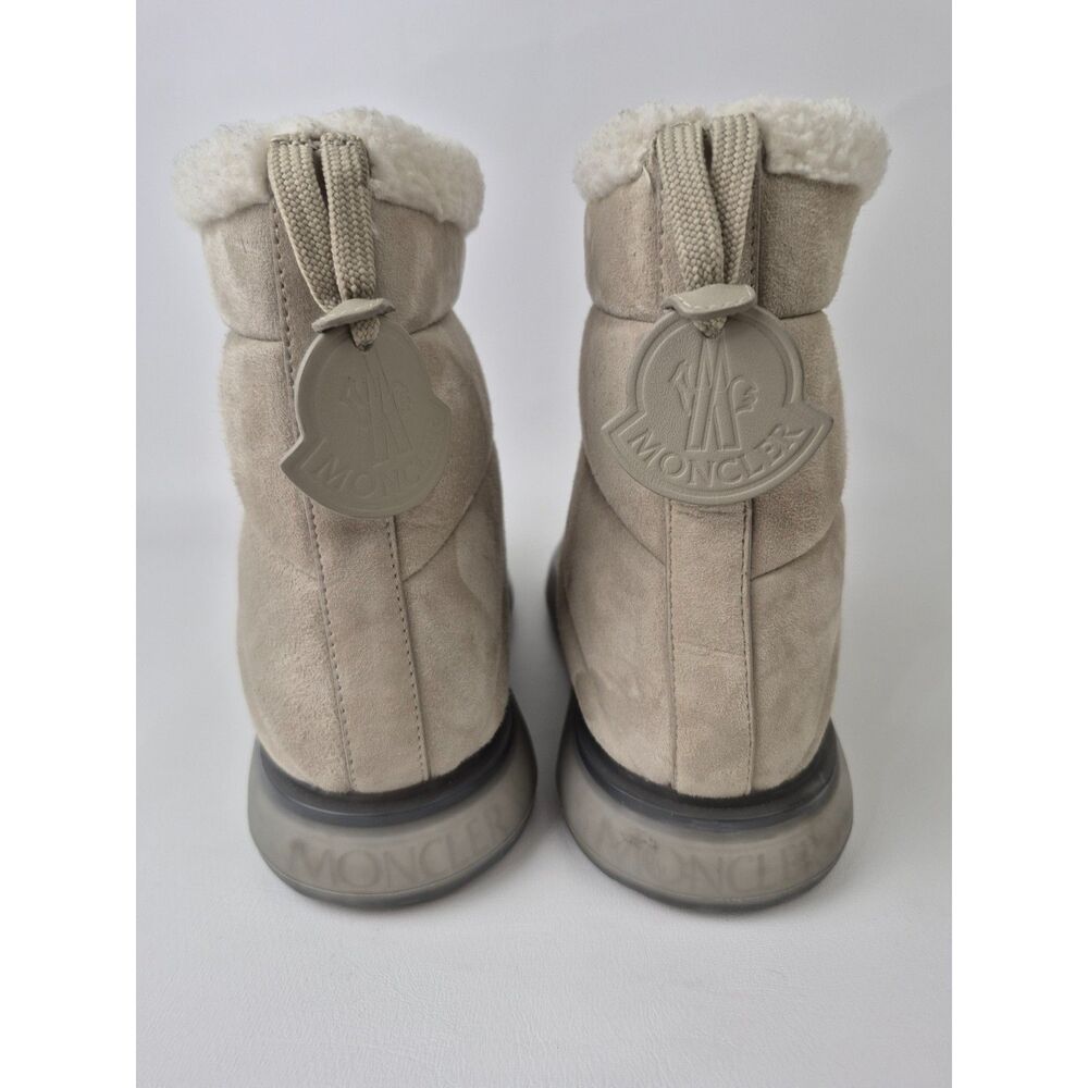 Moncler Women's Grey Hermosa Shearling Snow Pull On Ankle Boots Size 37.5 - Picture 5 of 7